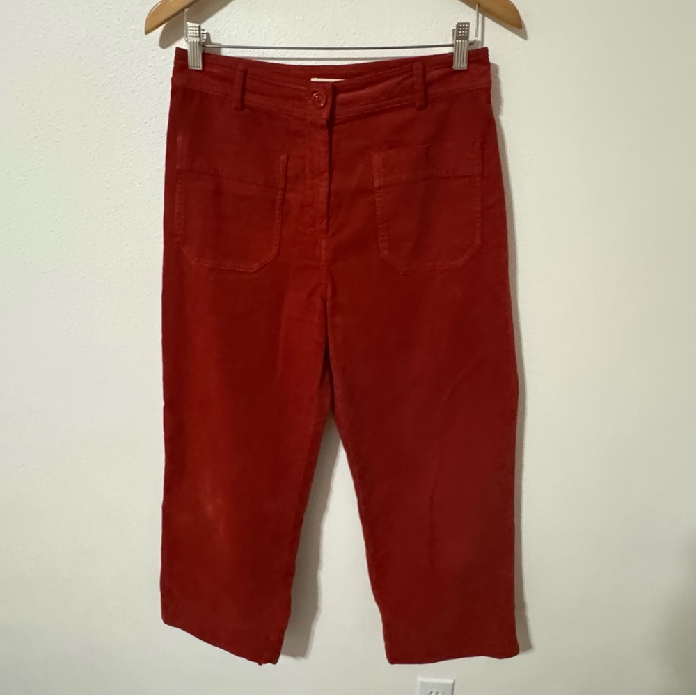 Sessun Hudson Street Cord Trouser Brick Red Wide Leg Crop Corduroy-40